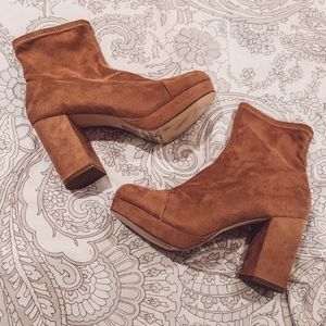 Forever 21 Brown Suede Heeled Booties